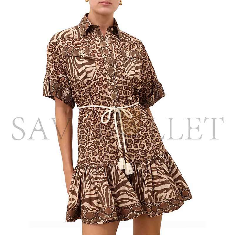 ZIMMERMANN ANIMAL-PRINT RUFFLED MINI DRESS 